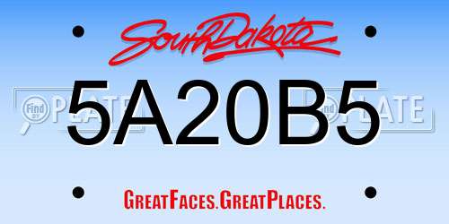5A20B5 South Dakota License Plate