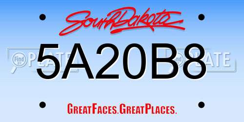 5A20B8 South Dakota License Plate