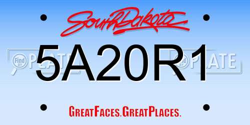 5A20R1 South Dakota License Plate