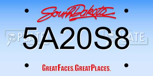 5A20S8 South Dakota License Plate