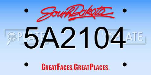 5A2104 South Dakota License Plate