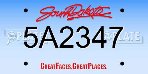 5A2347 South Dakota License Plate