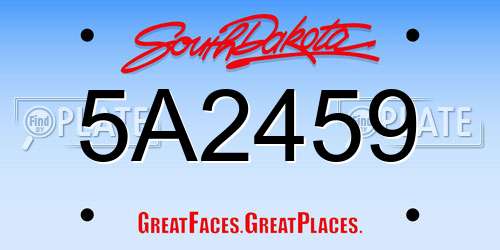 5A2459 South Dakota License Plate