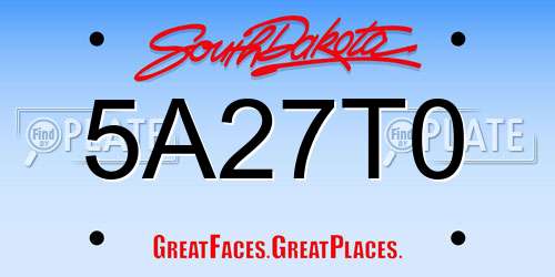 5A27T0 South Dakota License Plate
