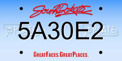 5A30E2 South Dakota License Plate