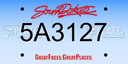 5A3127 South Dakota License Plate