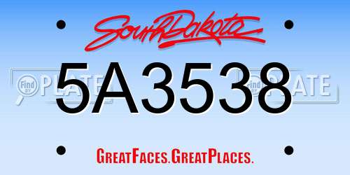 5A3538 South Dakota License Plate
