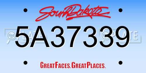 5A37339 South Dakota License Plate