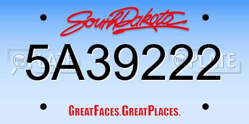 5A39222 South Dakota License Plate