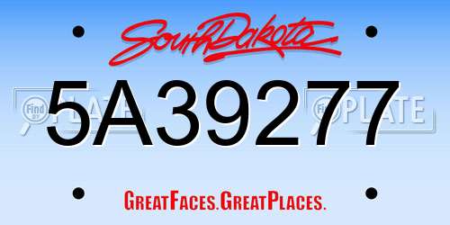 5A39277 South Dakota License Plate