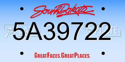 5A39722 South Dakota License Plate