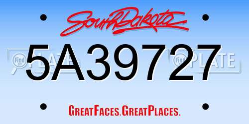 5A39727 South Dakota License Plate