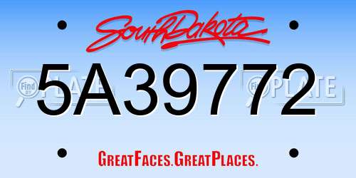 5A39772 South Dakota License Plate