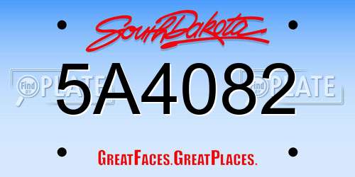 5A4082 South Dakota License Plate