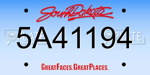 5A41194 South Dakota License Plate