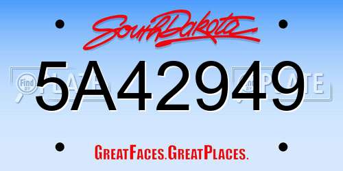 5A42949 South Dakota License Plate