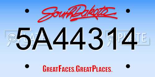 5A44314 South Dakota License Plate