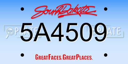 5A4509 South Dakota License Plate