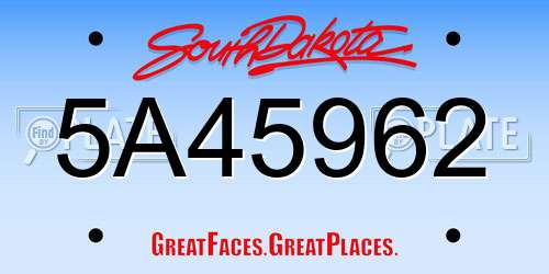 5A45962 South Dakota License Plate