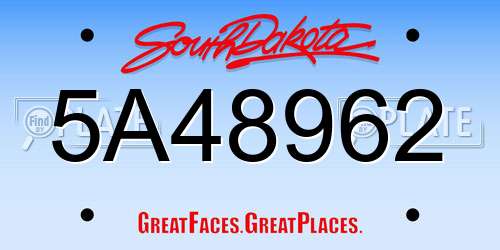 5A48962 South Dakota License Plate