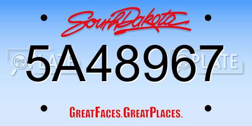 5A48967 South Dakota License Plate