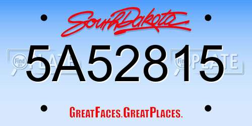 5A52815 South Dakota License Plate