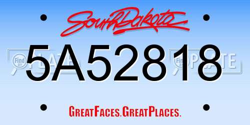 5A52818 South Dakota License Plate