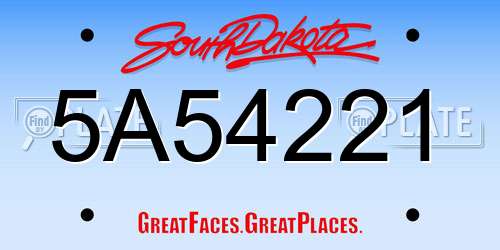 5A54221 South Dakota License Plate