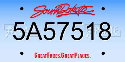 5A57518 South Dakota License Plate
