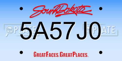 5A57J0 South Dakota License Plate