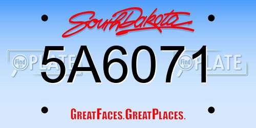 5A6071 South Dakota License Plate