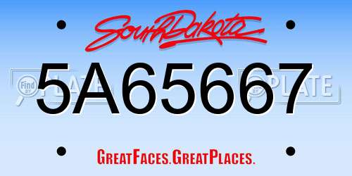 5A65667 South Dakota License Plate