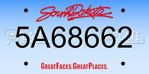 5A68662 South Dakota License Plate