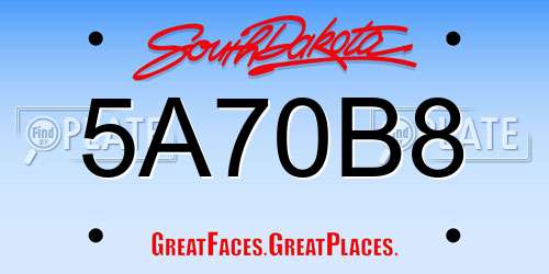 5A70B8 South Dakota License Plate