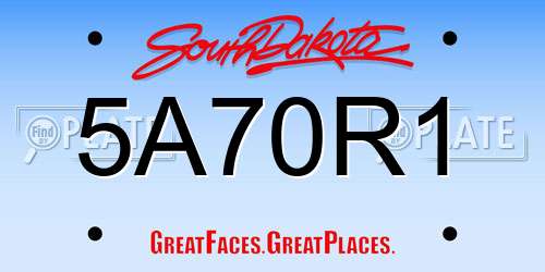 5A70R1 South Dakota License Plate