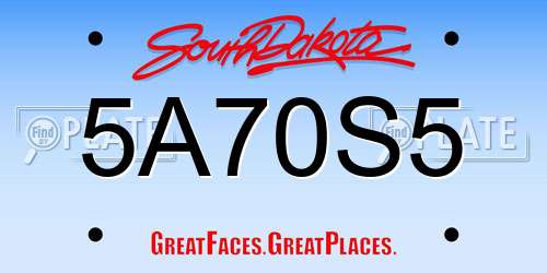 5A70S5 South Dakota License Plate