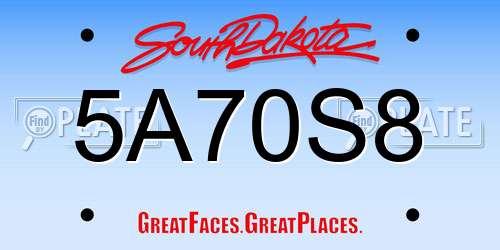 5A70S8 South Dakota License Plate