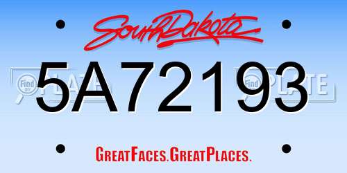 5A72193 South Dakota License Plate