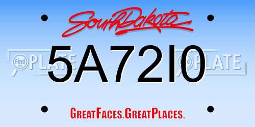 5A72I0 South Dakota License Plate