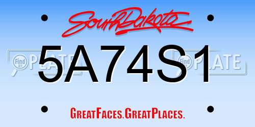 5A74S1 South Dakota License Plate