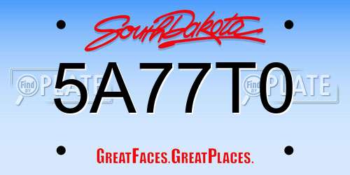 5A77T0 South Dakota License Plate