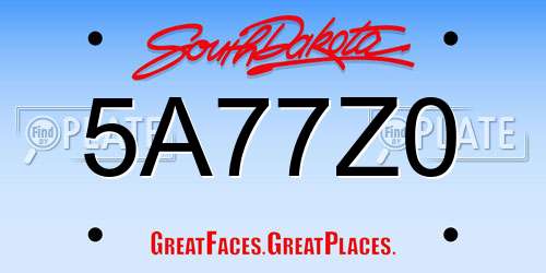5A77Z0 South Dakota License Plate