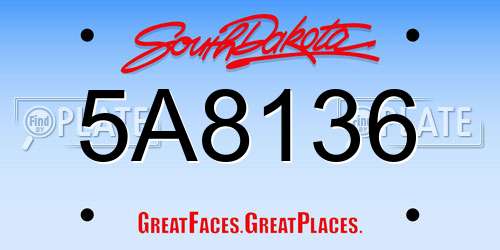 5A8136 South Dakota License Plate