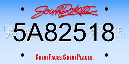 5A82518 South Dakota License Plate