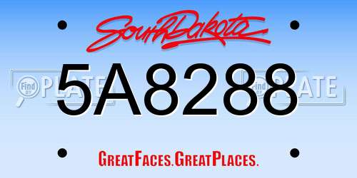 5A8288 South Dakota License Plate