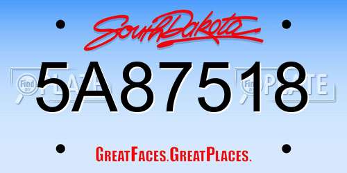 5A87518 South Dakota License Plate