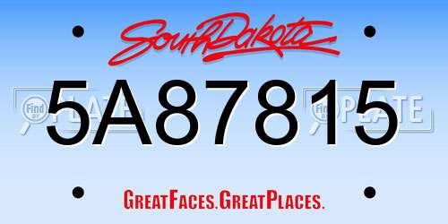 5A87815 South Dakota License Plate