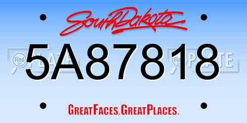 5A87818 South Dakota License Plate