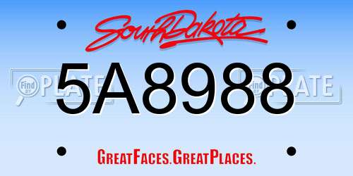 5A8988 South Dakota License Plate