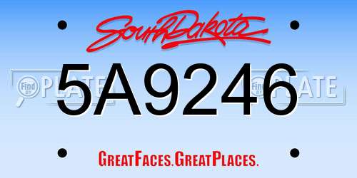 5A9246 South Dakota License Plate